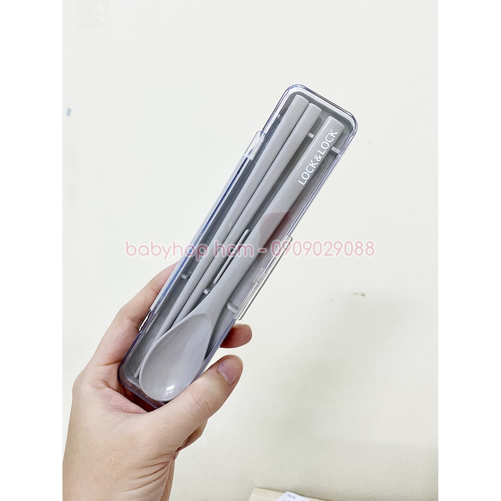 Bộ muỗng đũa Lock&Lock LLC115GRY màu xám nhỏ gọn bỏ túi - BABYHOPSG