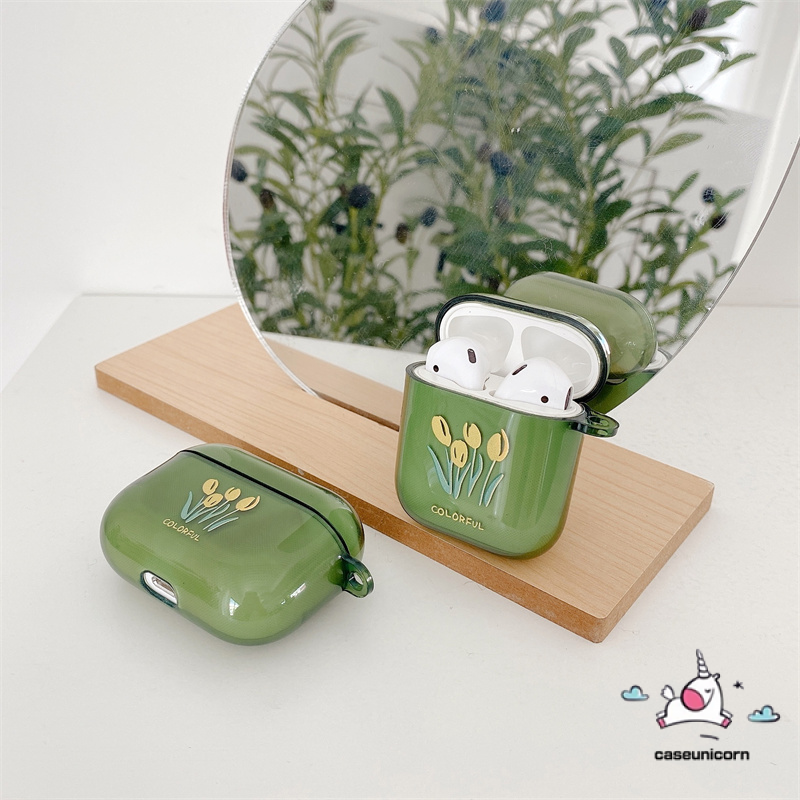Vỏ đựng bảo vệ hộp sạc tai nghe hình hoa tulip thích hợp cho Airpods 1 / 2 Pro