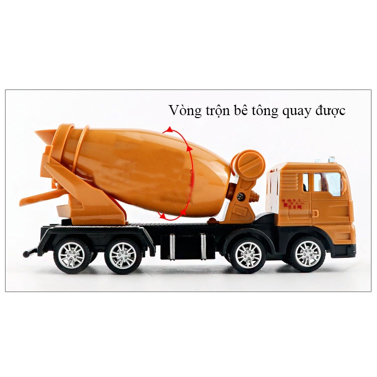 Đồ chơi mô hình xe trộn bê tông nhựa an toàn, chi tiết sắc sảo, kích thích giác quan của bé