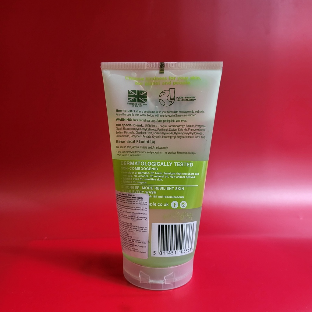 Sữa rữa mặt dạng gel - Simple Kind To Skin Refreshing Facial Wash Gel