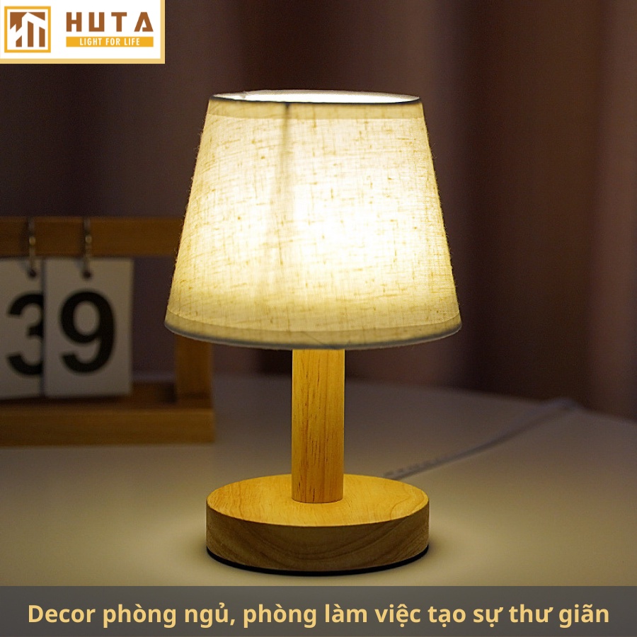 Đèn Ngủ Để Bàn Gỗ HUTA Light For Life G9 Đầu Cắm USB, Decor Phòng Ngủ, Trang Trí Vintage, Dải Led Ánh Sáng Vàng