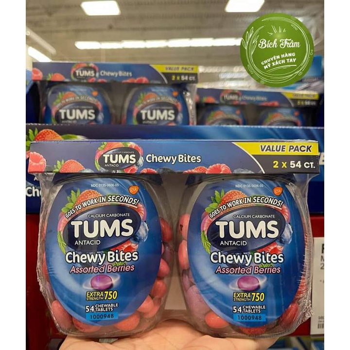 Kẹo Hương Trái Cây Hỗ Trợ Tiêu Hóa TUMS  54 Viên