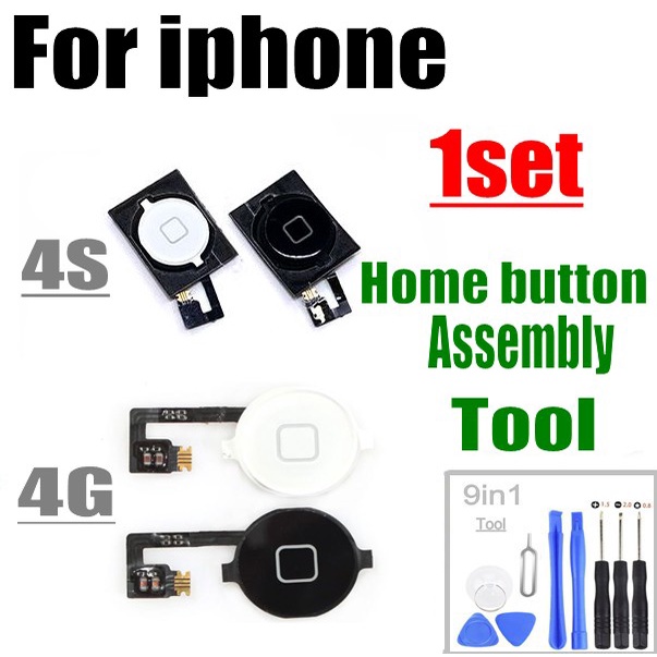 Nút home thay thế chuyên dụng kèm cáp dẻo thích hợp cho điện thoại iPhone 4 4s