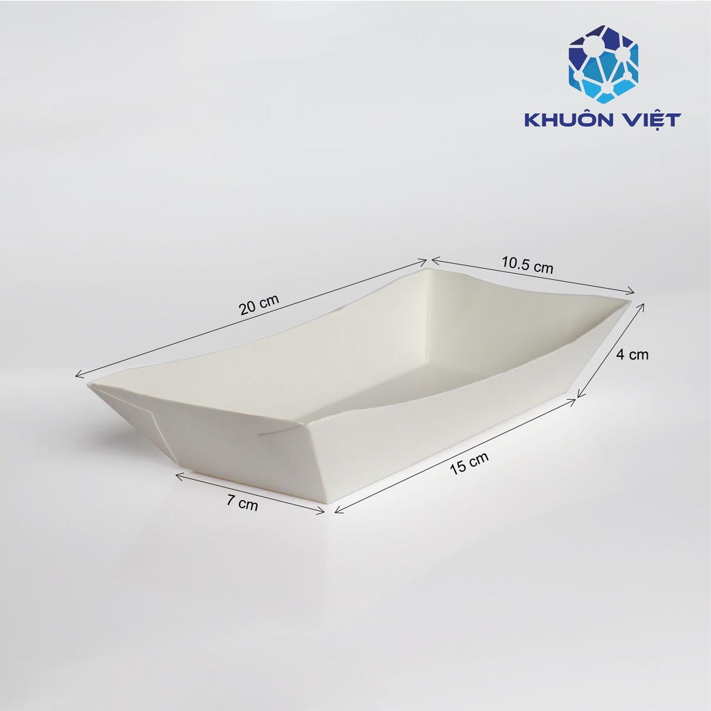 Khay giấy đựng thức ăn - Gói 50 khay giấy trơn