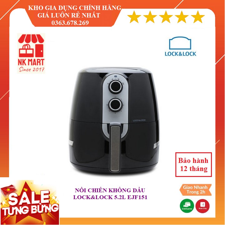 NỒI CHIÊN KHÔNG DẦU LOCK&LOCK 5,2L CƠ EJF151BLK HÀNG CHÍNH HÃNG BẢO HÀNH 12 THÁNG