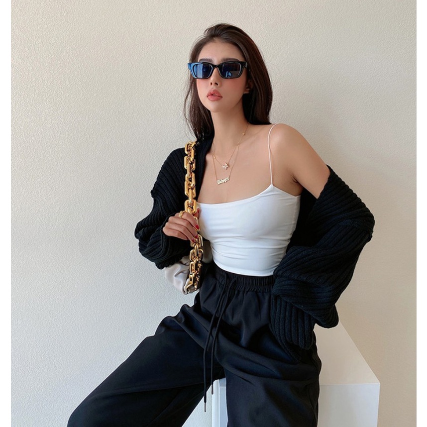 Áo ống hai dây màu trắng đen thời trang quyến rũ cho nữ