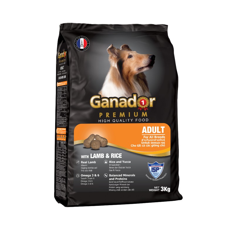 Thức ăn cho chó trưởng thành Ganador vị thịt cừu &amp; gạo Lamb &amp; Rice 3 kg