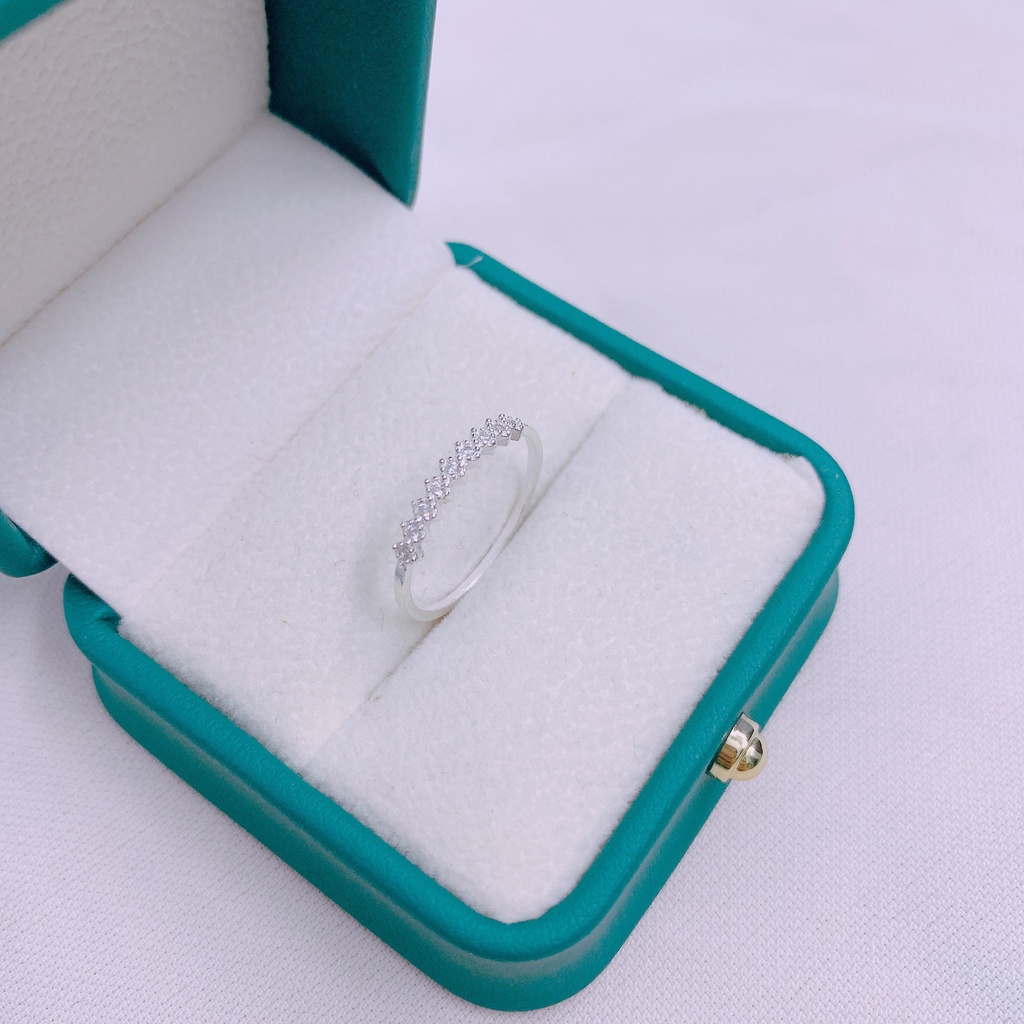 Nhẫn nữ bạc ta đính đá hình thoi tinh tế nhẹ nhàng nữ tính - Kho sỉ bạc Nhất Linh