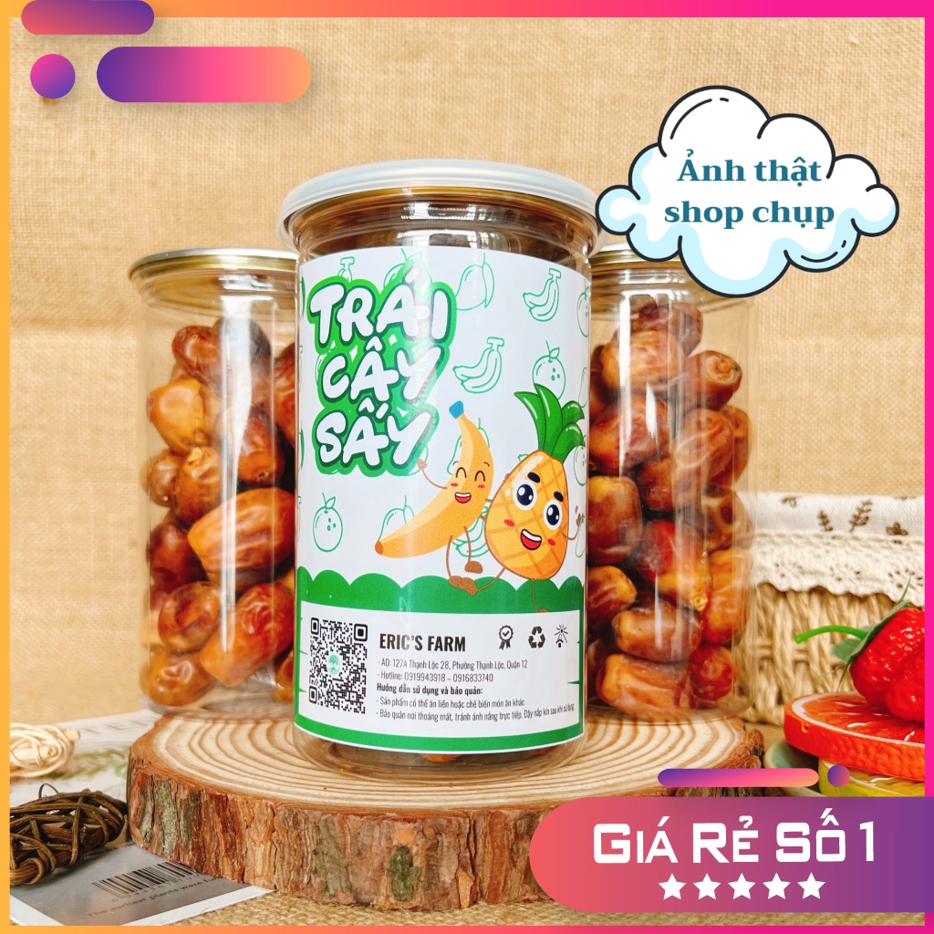 Chà là sấy khô dẻo Eric's Farm 400g, không đường, thơm ngon, ăn vặt Sài Gòn giá rẻ