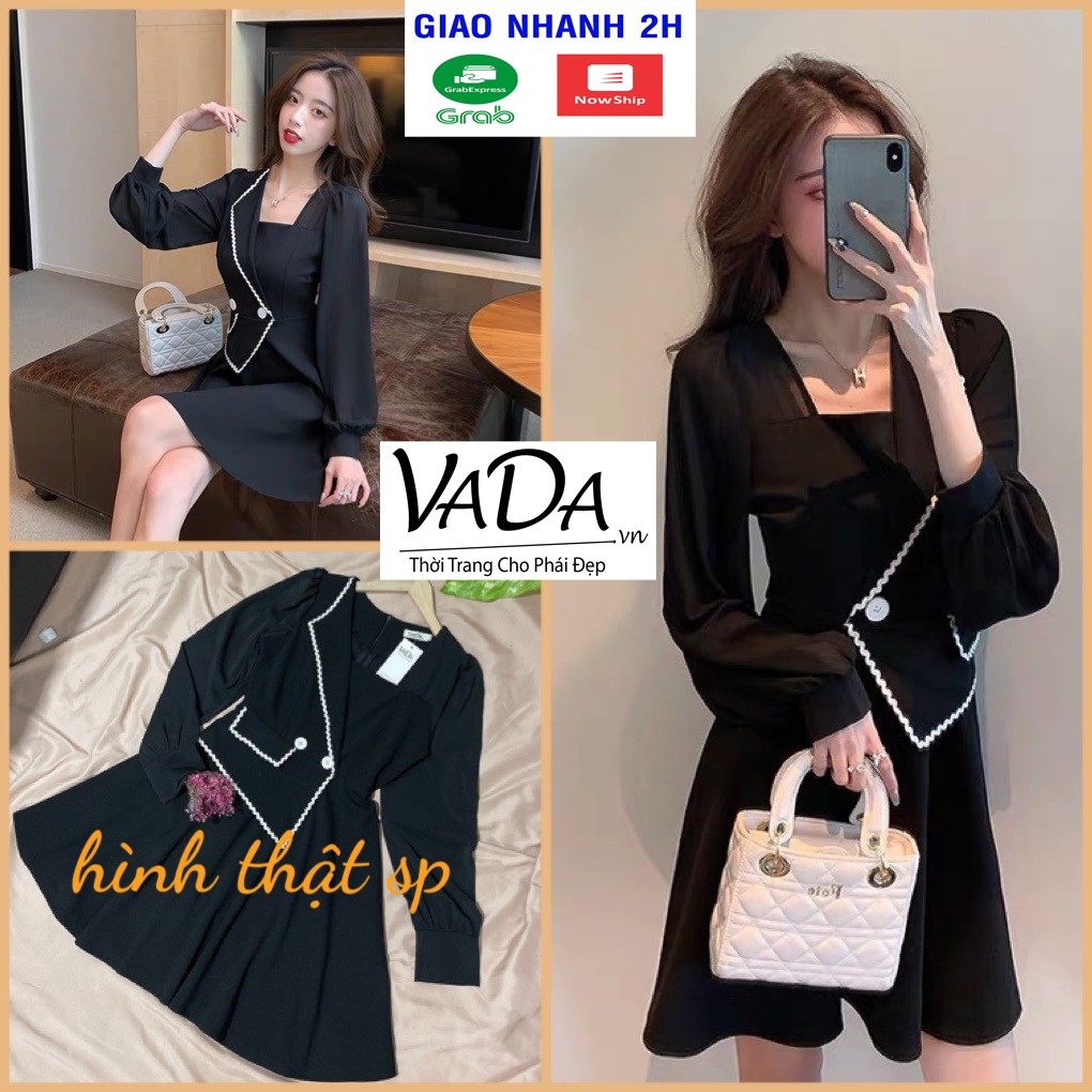 Đầm xoè dự tiệc cổ cách điệu viền mới lạ 2021 cuốn hút - Thời trang VADA - Đ18 | BigBuy360 - bigbuy360.vn