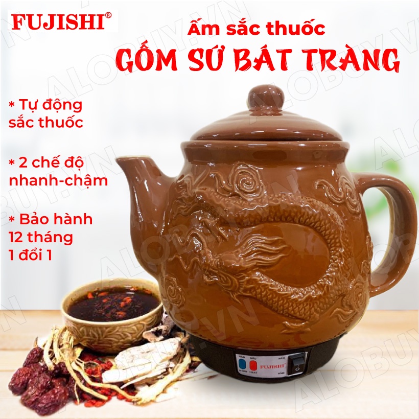 Siêu sắc thuốc GỐM SỨ BÁT TRÀNG Fujishi 3.2 lít HK-088 - [ HỎA TỐC ] Ấm thuốc điện nấu tự động ngắt