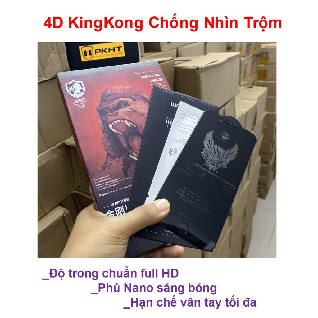 [ hot sale ] Kính Cường lực 4D Kingkong Chống nhìn trộm Iphone 7p /X /XR/ Xmax / 11 / 11 Pro / 11 Pro Max / 12 / 12 Pro