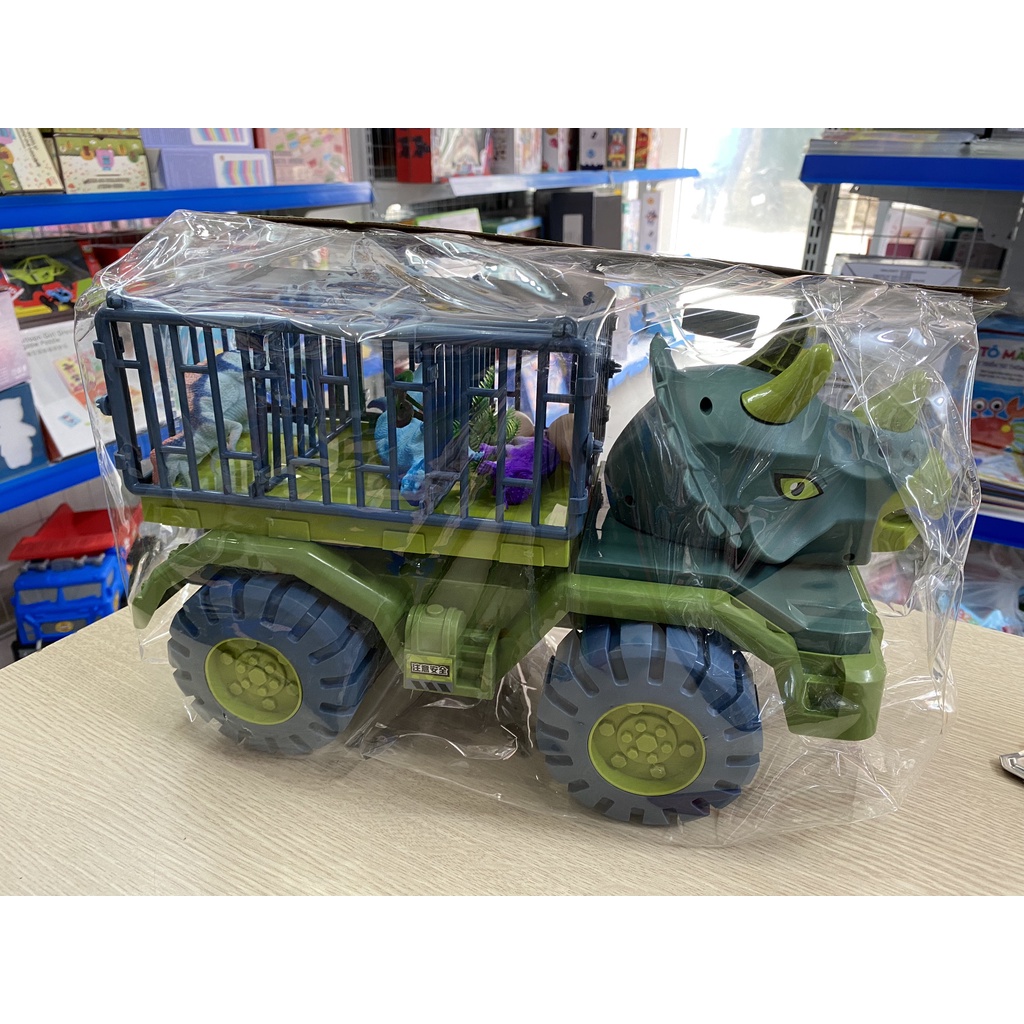 Đồ chơi xe ô tô khủng long chở thú bằng nhựa cao cấp loại siêu to cho bé, tặng kèm khủng long nhỏ