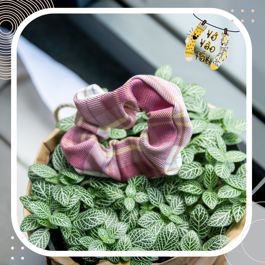 [quà tặng] Đồ buộc tóc scrunchies caro cổ điển phong cách Hàn Quốc