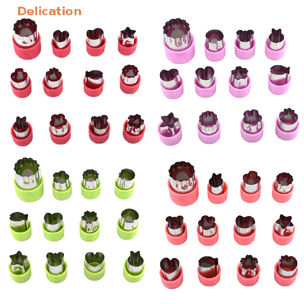 [Delication] 12 pcs set Stainless Steel Cookie Cutters Sandwiches Fruit Cutter Shapes Vegetable Fondant Cake Mould Kitchen Accessories