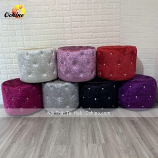 Đôn Tròn, Ghế Đôn Trang Điểm Cá nhân Đính Đá Cách Điệu Đường kính 50cm Cao 42