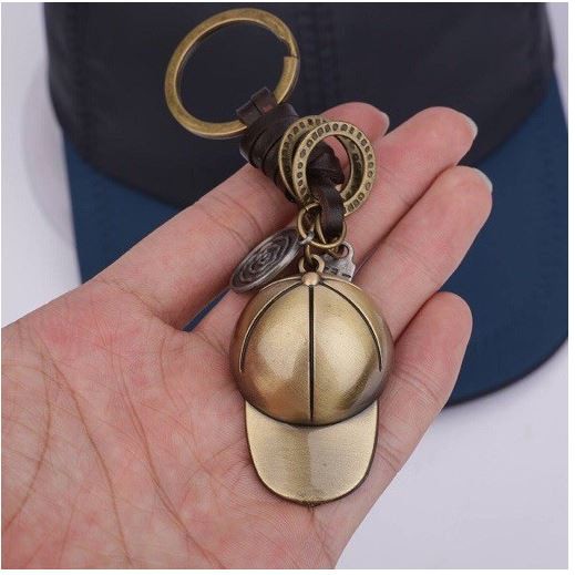 Móc khóa hình mũ nón - Móc khóa xe máy ô tô đẹp chất liệu đồng nguyên khối