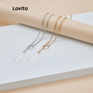 Dây chuyền Lovito kiểu chữ Y phối hình học tròn đơn giản làm quà tặng cho nữ A07003 (Vàng/Bạc)