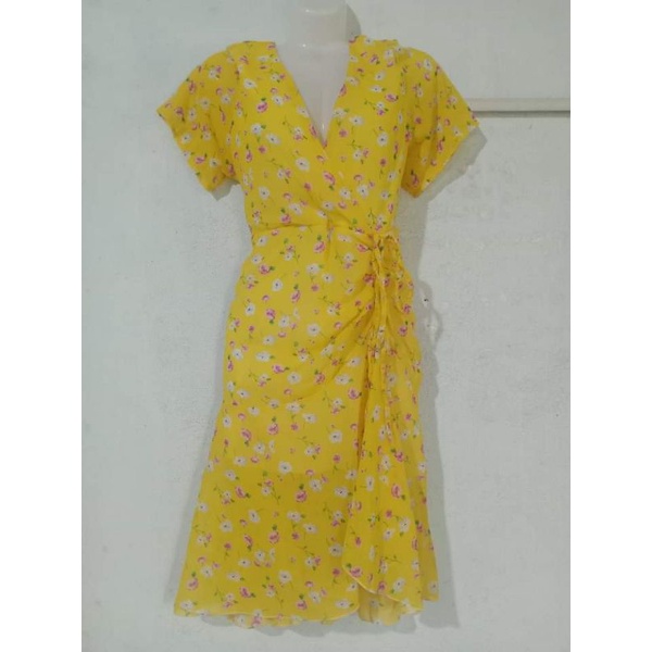 Đầm voan hoa dáng xòe dài tay ngắn size s size m mặc vừa