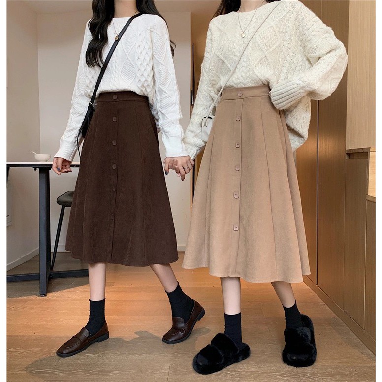  Chân váy xòe dáng dài có cúc, váy midi M804 | BigBuy360 - bigbuy360.vn