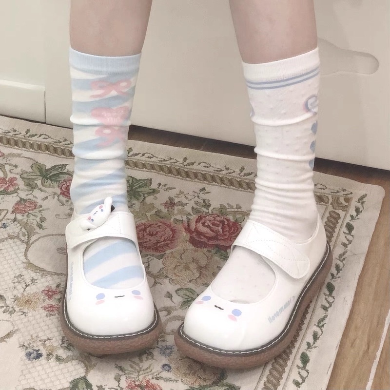 giày da nhỏ màu trắng cinna Công chúa mùa xuân và mùa thu giải trí Velcro Nhật Bản mới dễ thương đầu tròn