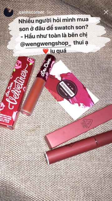 [CÓ SẴN TAUPE / SPEAK UP / BITTER HOUR  / DEFINITION] Son 3CE Velvet Lip Tint