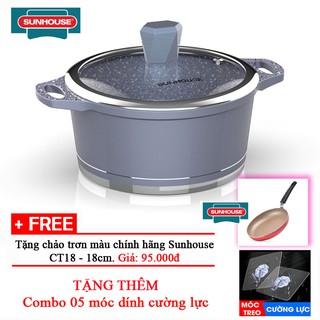 NỒI VÂN ĐÁ ĐÁY TỪ SUNHOUSE MAMA SHG2024MMA + Tặng chảo chống dính CT18C