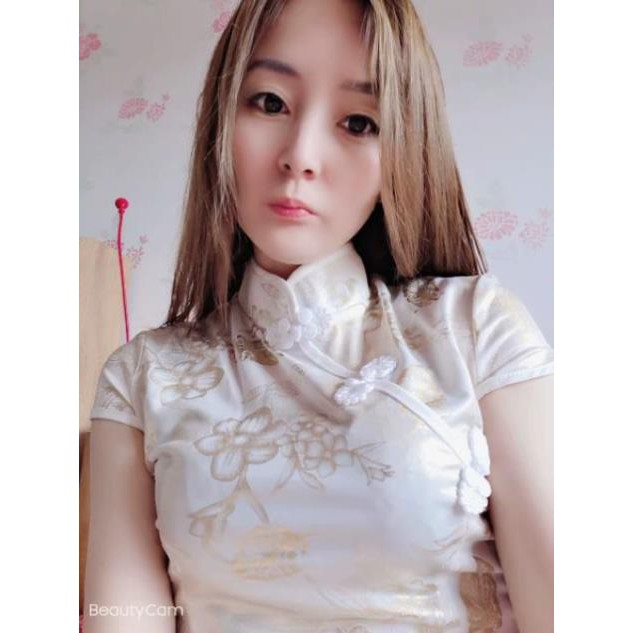 💥[Có sẵn size S và size M] Sườn xám cách tân trắng kem ngắn tay | BigBuy360 - bigbuy360.vn