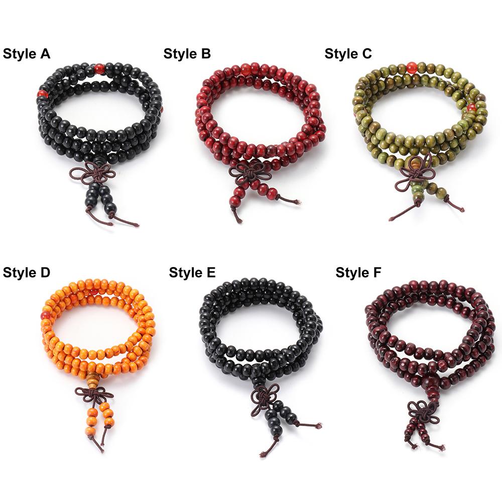 BANANA New Prayer Bead Bangle 6mm Bead Buddhist Buddha Natural Sandalwood Bracelet Women Gift Men Prayer Bead Vintage Style Meditation Wood