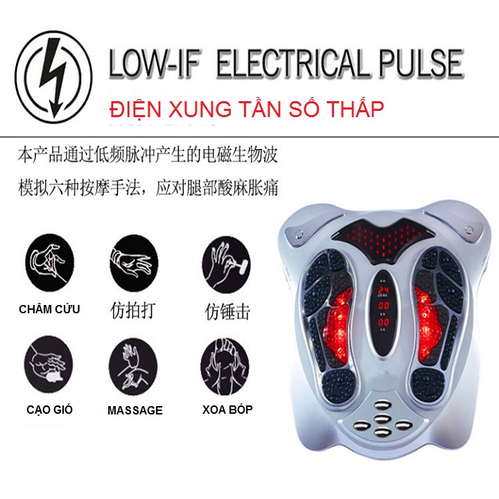 Máy massage chân điện xung hồng ngoại tặng kèm đai giảm béo và 8 miếng dán điện cực