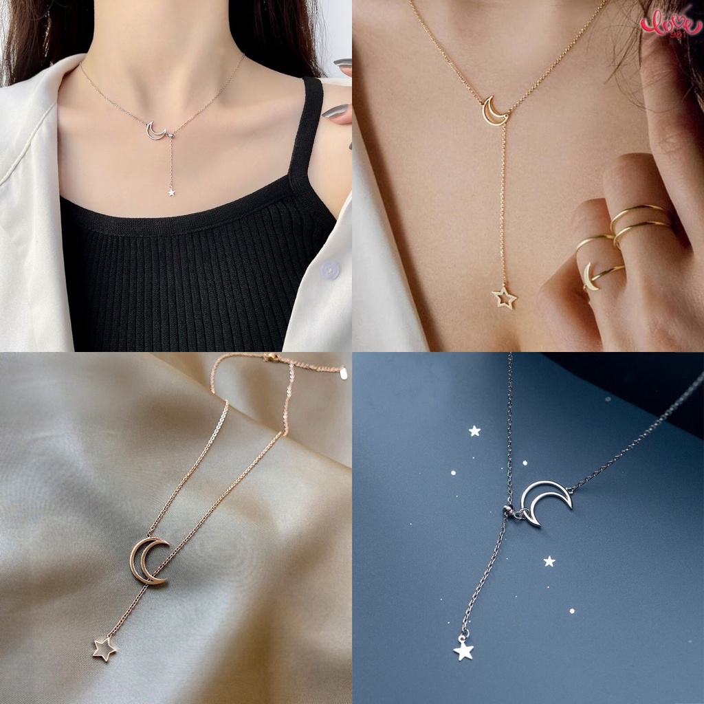 Vòng cổ Ngắn Mặt Trăng Và Ngôi Sao Đơn Giản Thời Trang
