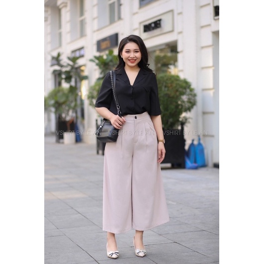 Áo đen suông cổ bẻ