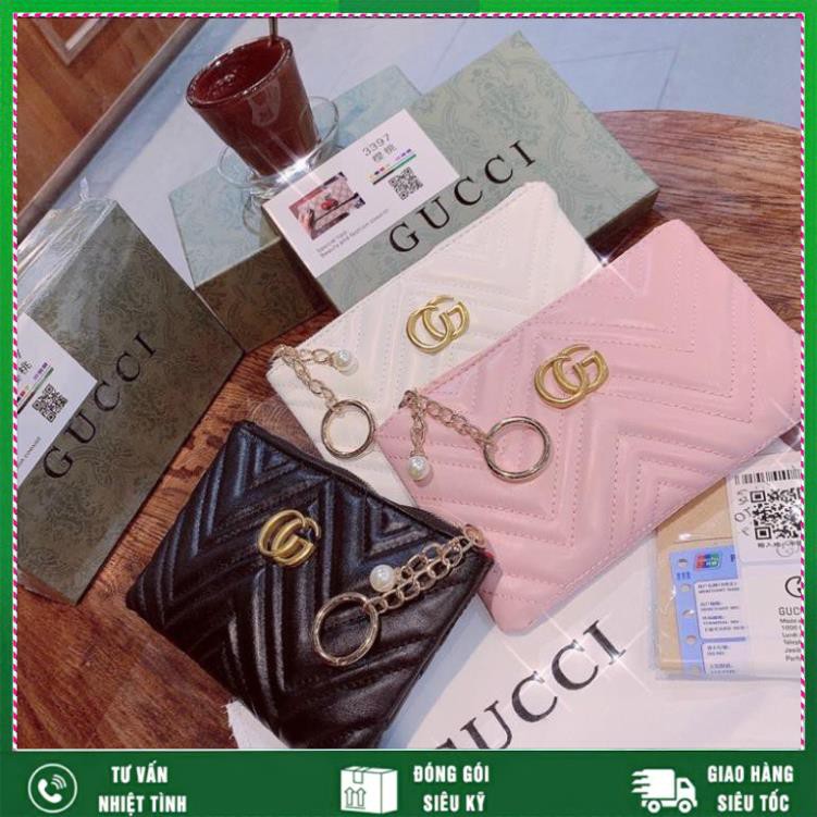 [HÀNG HOT] Túi cầm tay nữ GUCCII mini, lót đỏ, logo hãng