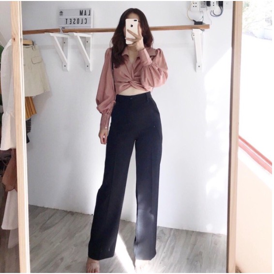 QUẦN DÀI NỮ ỐNG SUÔNG QUẦN ỐNG RỘNG CULOTTES VẢI TUYẾT MƯA CÔNG SỞ KHÓA GIỮA | BigBuy360 - bigbuy360.vn