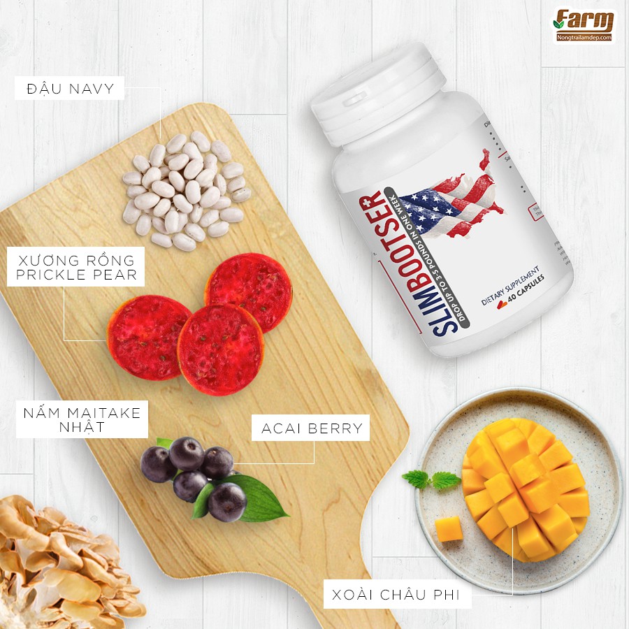 Viên giảm cân an toàn SlimBooster USA Chính Hãng - Tặng 17 Miếng Mặt Nạ Kim Cương Korea | BigBuy360 - bigbuy360.vn