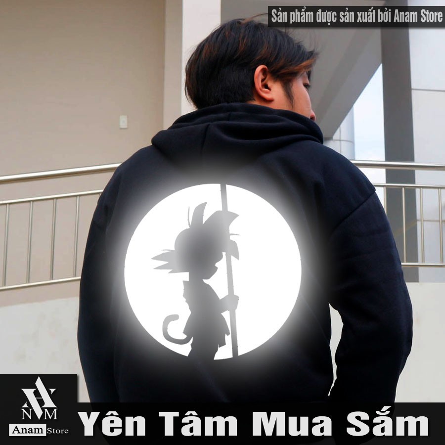 Áo hoodie dây kéo, Vải Nỉ Ngoại, Nam Nữ, Phản Quang Goku, Anam Store