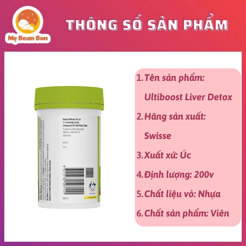 Viên Uống Hỗ Trợ Thải Độc Gan Swisse Liver Detox (200+120 viên) Úc cho người từ 18 tuổi trở lên thanh lọc gan hiệu quả