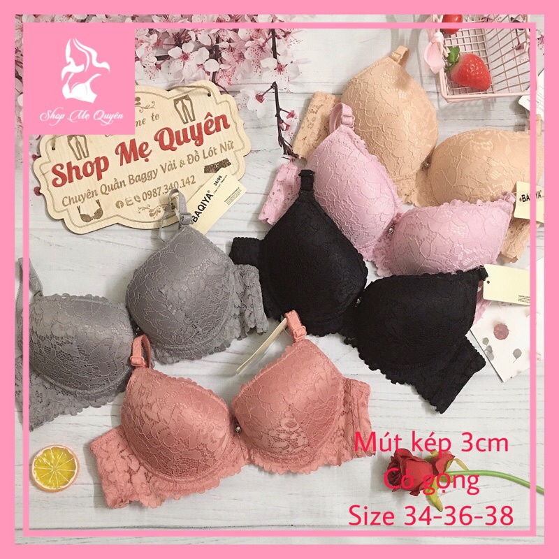 Áo lót ren Thái Lan mút kép dày 3cm nâng đẩy ngực tự nhiên- hàng có gọng ôm sát ngực