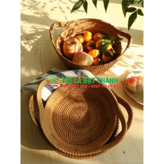 Rổ mây để trái cây tiện lợi, đĩa mây có tay cầm, đĩa đựng đồ trang trí