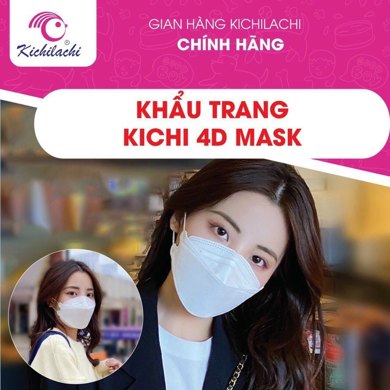 Khẩu trang 4D - 4 lớp không thấm nước Kichilachi chính hãng