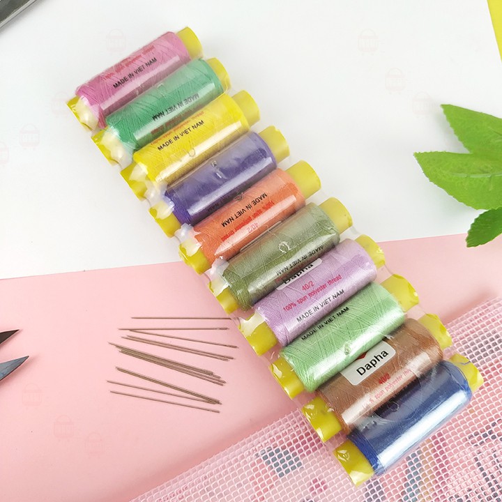 Combo 10 cuộn chỉ và 10 cây kim ✅FREESHIP 🚛 Combo 10 cuộn chỉ và 10 cây kim may siêu tiết kiệm- Phát Huy Hoàng