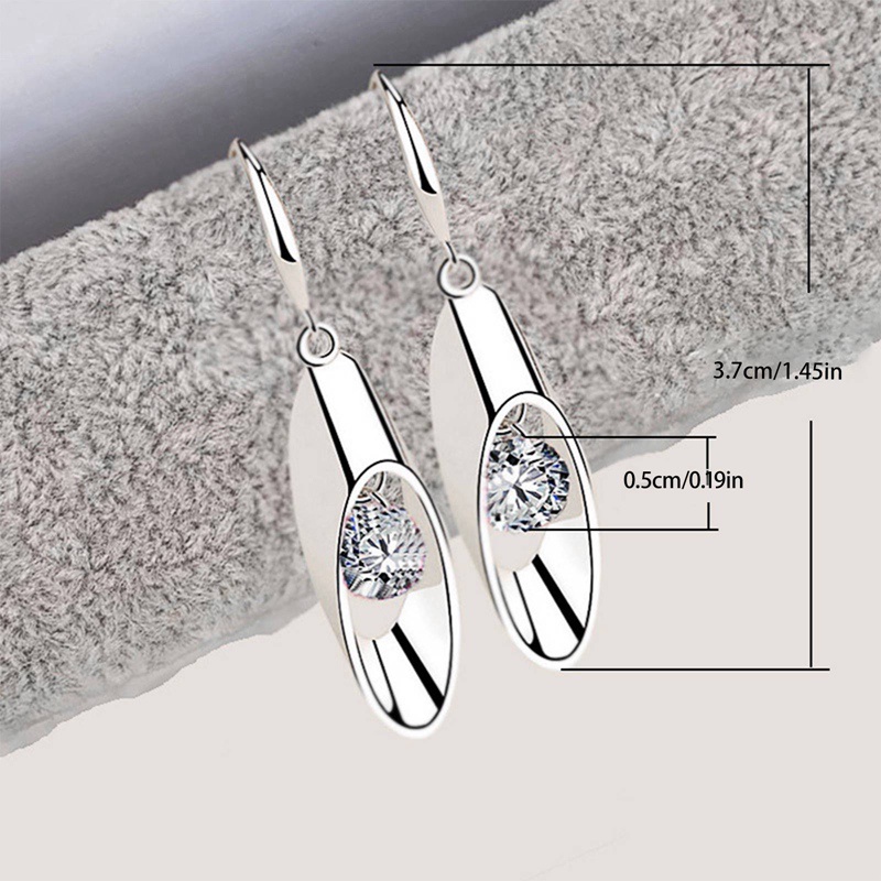 Bông Tai Mạ Bạc 925 Kiểu Dây Dài Đính Đá Pha Lê Xanh Thời Trang Cho Nữ