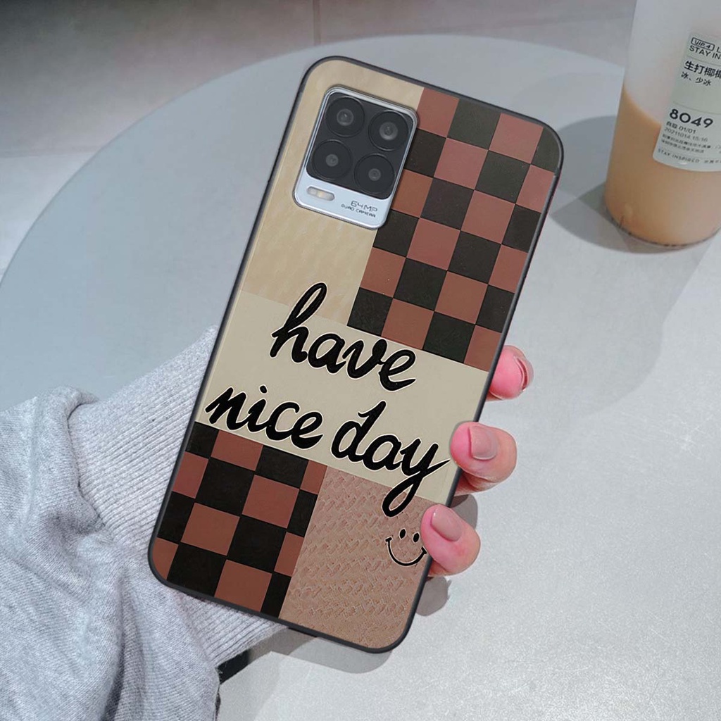 Ốp Realme 8 caro trái tim cá tính, thời trang siêu đẹp, siêu phong cách