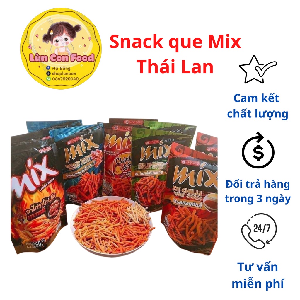 SNACK QUE CỌNG THÁI LAN GÓI 60GR - SNACK BIM BIM QUE MIX  - BIM BIM QUE THÁI -  Lùn Con Food