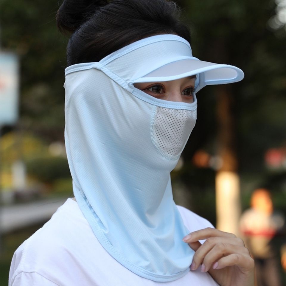 Sunscreen hat face-covering neck cool hat women's summer fashion exposed top Ice Silk sun hat face mask ultraviolet-proof empty top