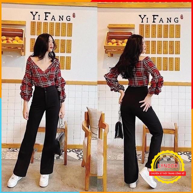 Quần ống loe 💖 𝑭𝑹𝑬𝑬𝑺𝑯𝑰𝑷 💖 Quần loe nữ công sở lưng cao, quần ống loe 2 cúc vải tuyết mưa sang xịn mịn | BigBuy360 - bigbuy360.vn