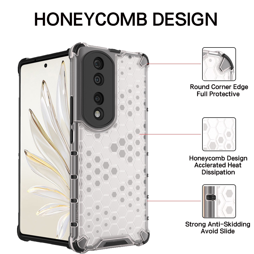 Ốp Điện Thoại Nhựa Cứng Trong Suốt Chống Sốc Họa Tiết Tổ Ong Cho HuaWei Honor X9 X8 X7 9C 9S 9X Lite 8X