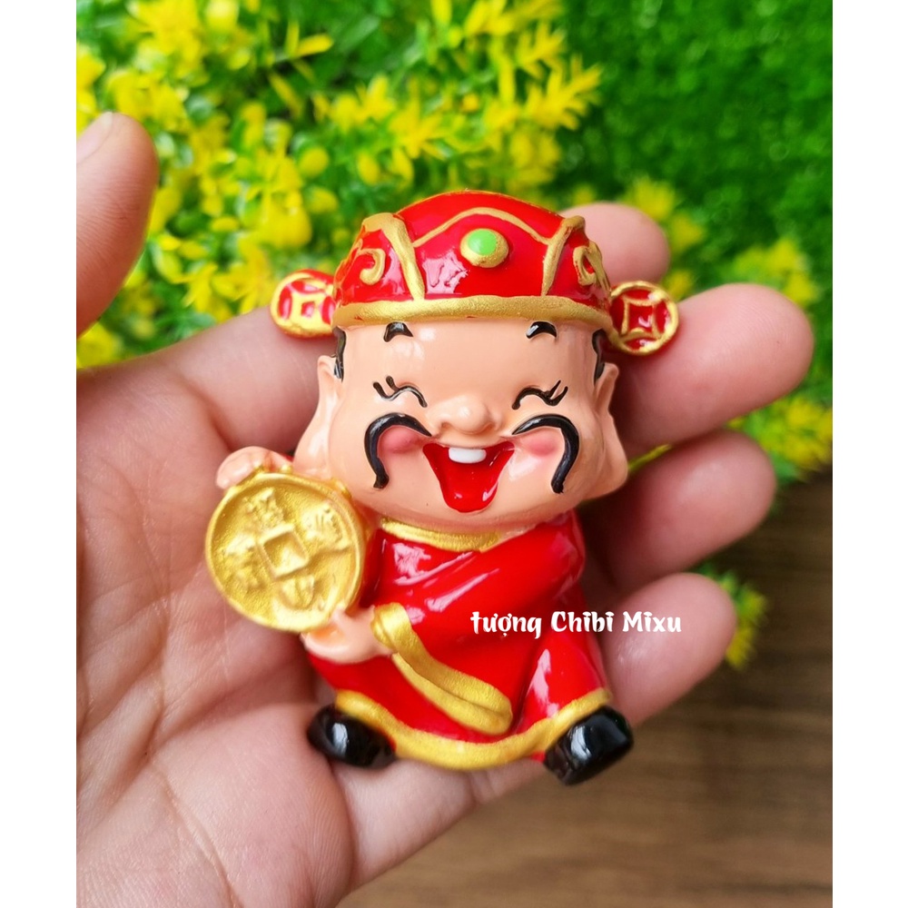 Bộ 03 tượng Thần Tài 6cm kèm chân đế giả đá size nhỏ