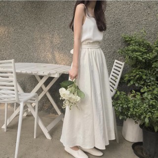 [ORDER] Chân váy dài form xòe linen cột eo V062