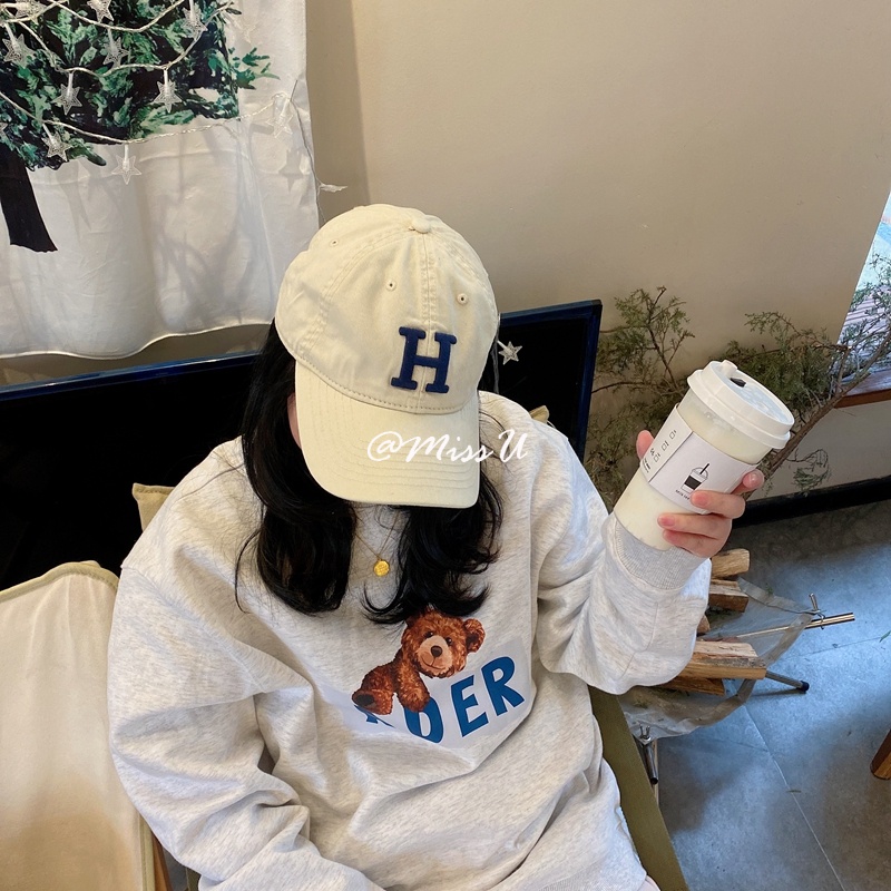 Mũ lưỡi trai thêu chữ H thời trang năng động